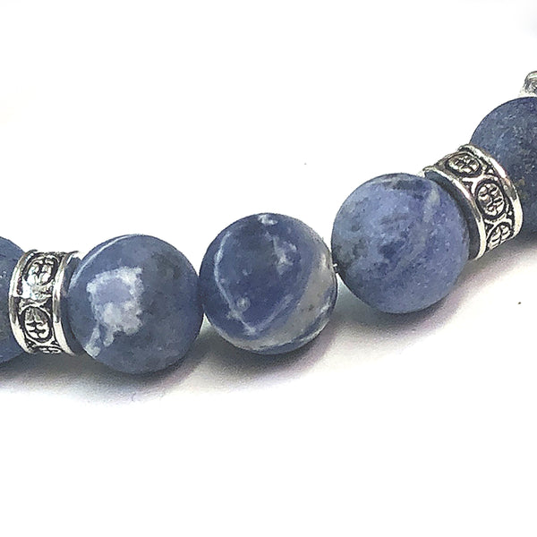 MancessoriesUSA Denim Bracelet features Lapiz Lazuli and Blue Sodalite semi-precious gemstones.
