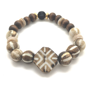 Surfer Bracelet by MancessoriesUSA features Handmade African Bone Beads and Wooden Beads.